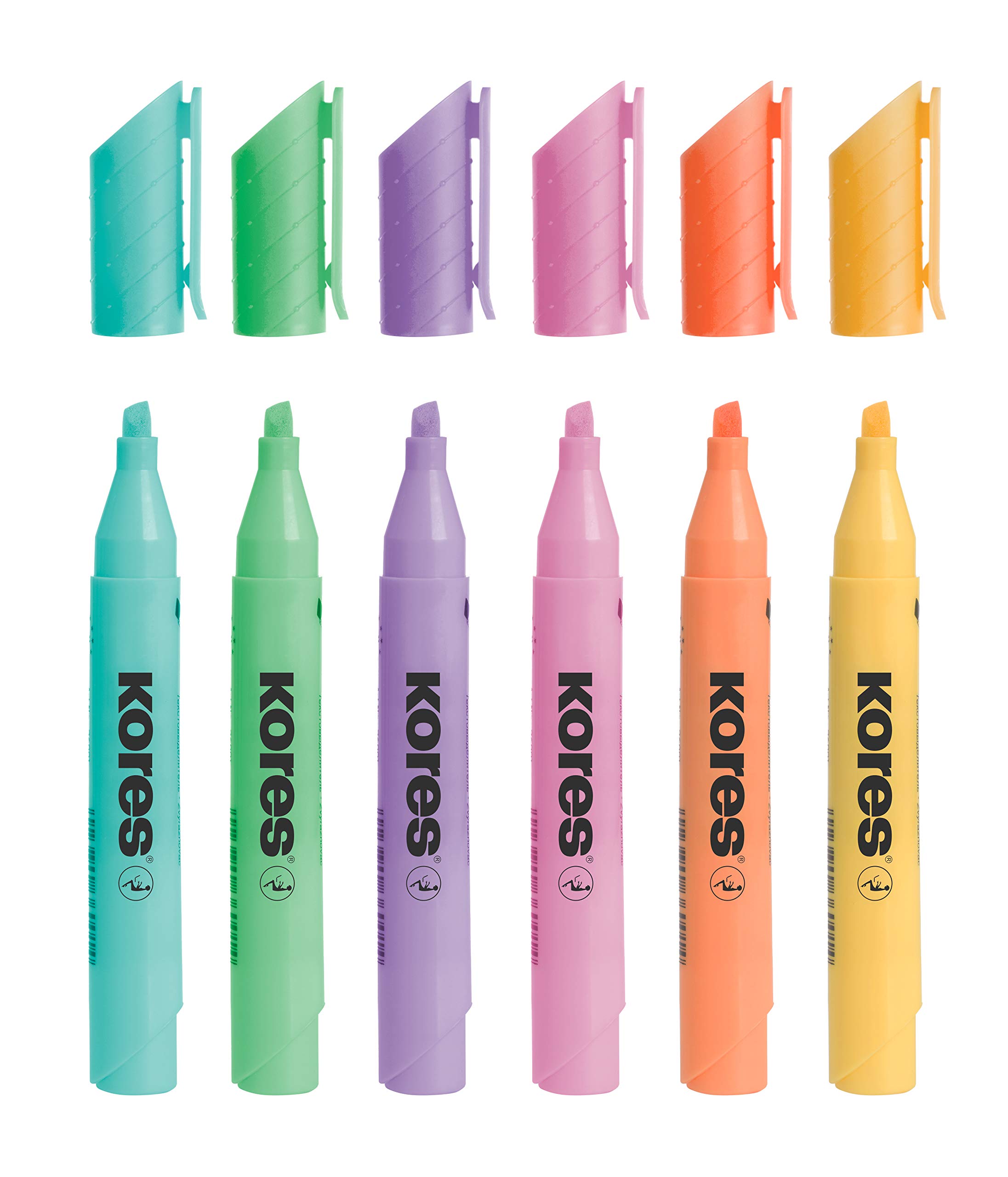 kores-highliner-plus-textmarker-keilspitze-pastell-6er-set-glitterglue-gratis image 2