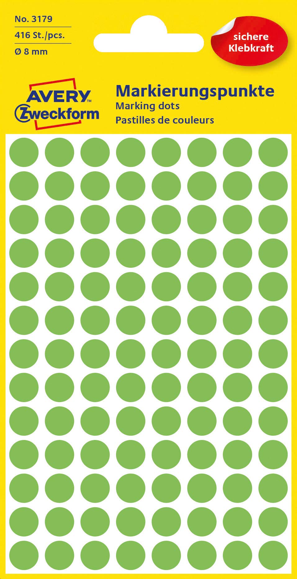 avery-zweckform-3179-markierungspunkte-8-mm-416-klebepunkte-leuchtgr-n-matt image 1