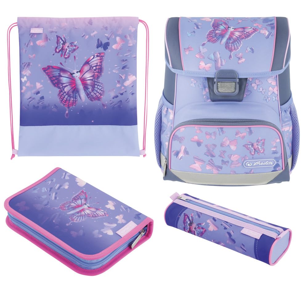 herlitz-schulranzen-loop-plus-butterflies-4-teiliges-set image 1