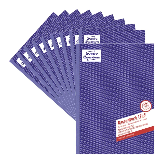 avery-zweckform-1756-10-kassenbuch-a4-nach-steuerschiene-300-2x40-blatt-10er-pac image 1