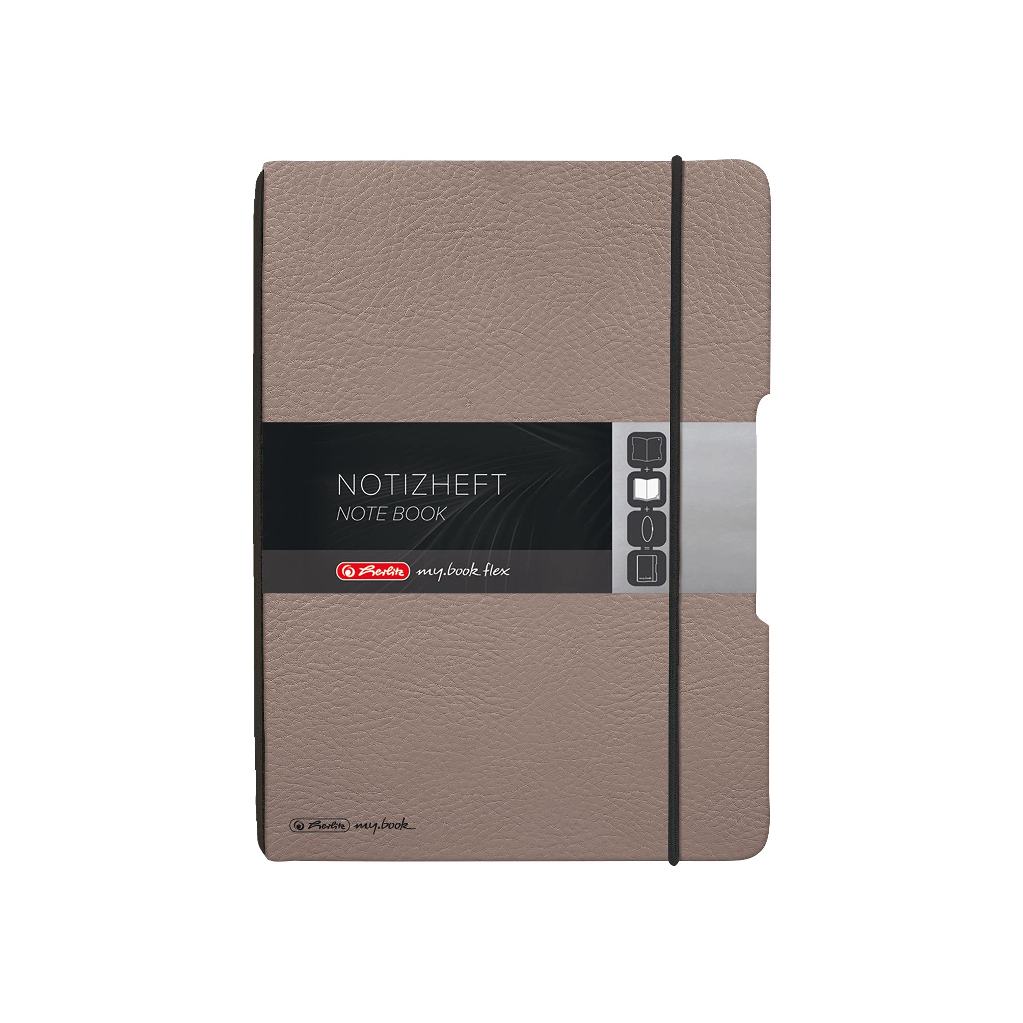 herlitz-my-book-flex-notizheft-a5-punktiert-lederoptik-taupe-40-blatt image 1