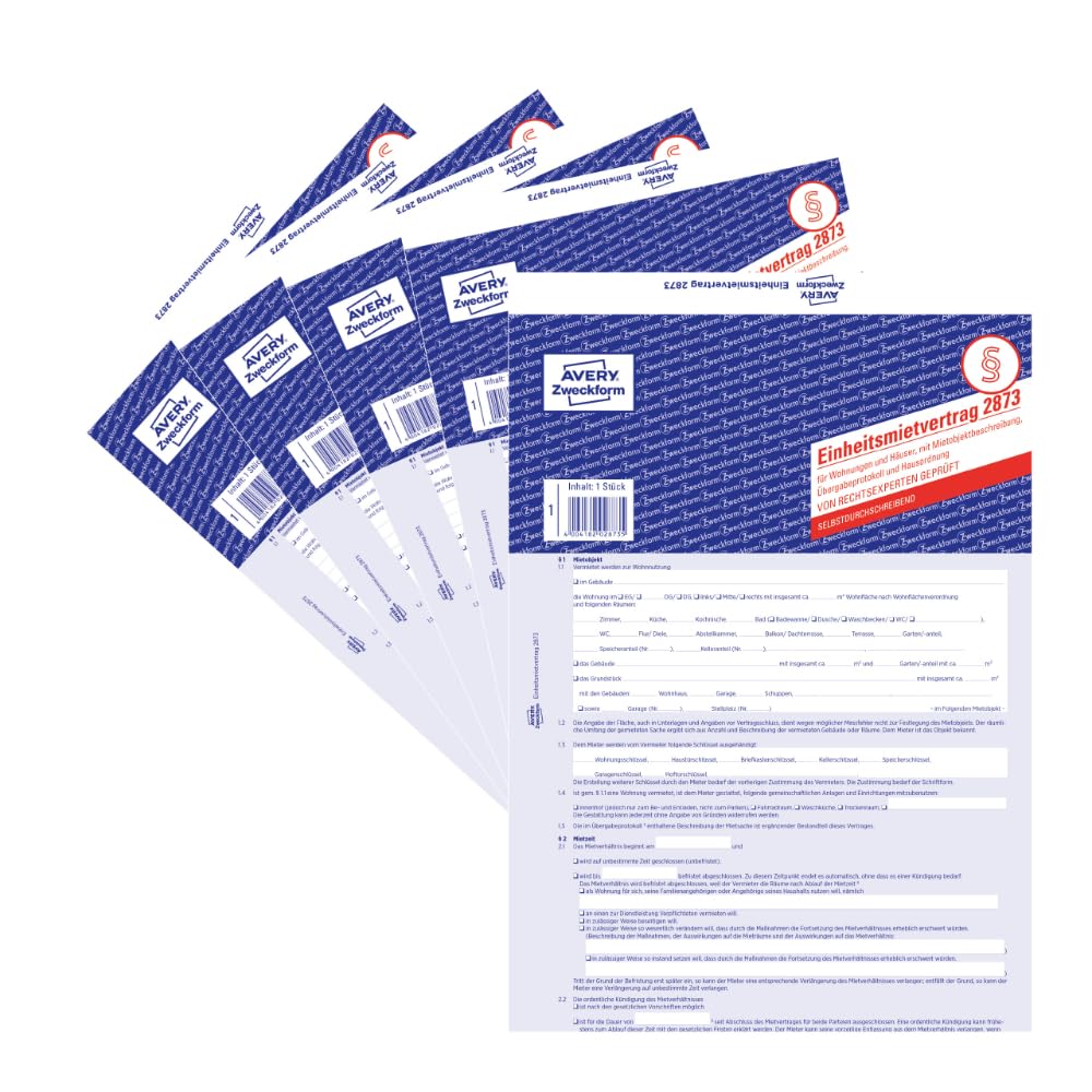 avery-zweckform-2873-5-einheitsmietvertrag-f-r-wohnungen-a4-5x-5-seitig-selbstdu image 1