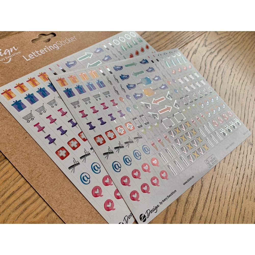 avery-zweckform-54543-deko-sticker-icons-mit-silbereffekt-328-st-ck-auf-a5 image 5