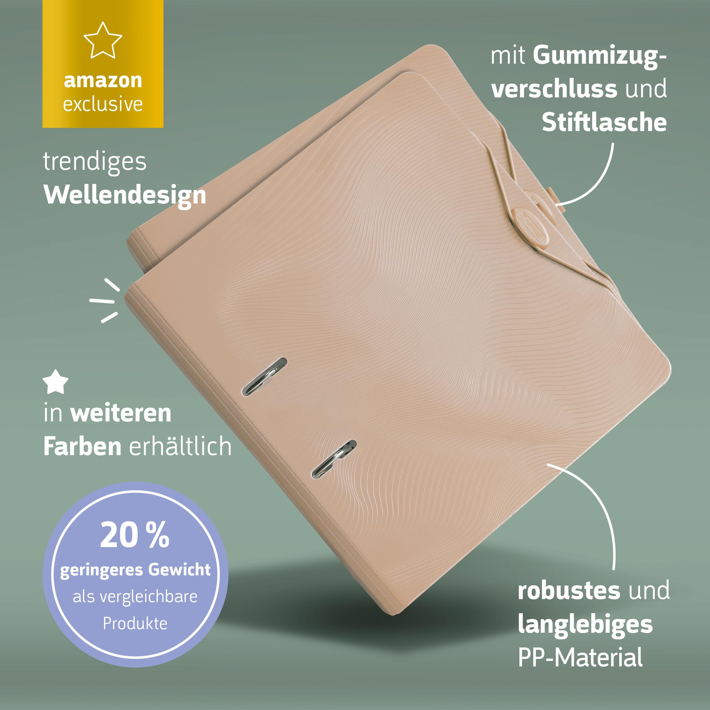 brunnen-ordner-a4-wave-pp-70-mm-dune-beige-2er-set-mit-gummizug image 2