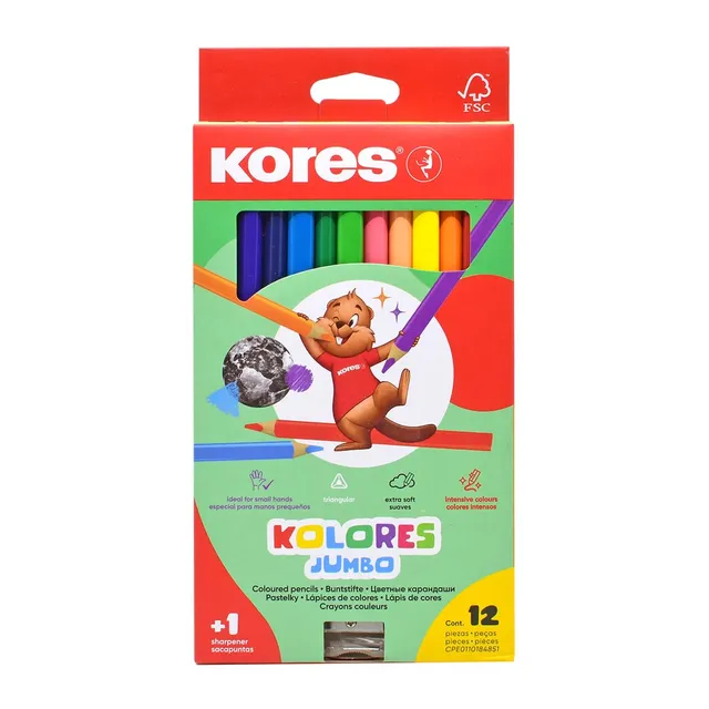 kores-kolores-jumbo-buntstifte-12-farben-dreieckig-mit-spitzer image 1