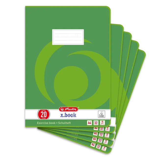 herlitz-x-book-schulheft-a4-blanko-lineatur-20-32-blatt-5-st-ck image 1