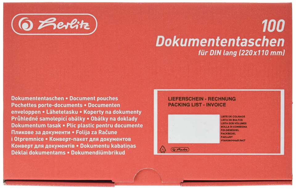 herlitz-dokumententasche-dl-selbstklebend-235x135-mm-100er-pack image 1