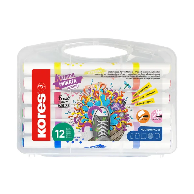 kores-kreative-marker-acryl-duo-tip-12-farben-pinsel-und-kegelspitze-12-st-ck image 1