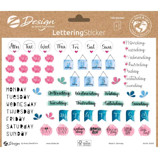 avery-zweckform-54542-dekosticker-wochentage-monate-136-st-ck-a5 image 1