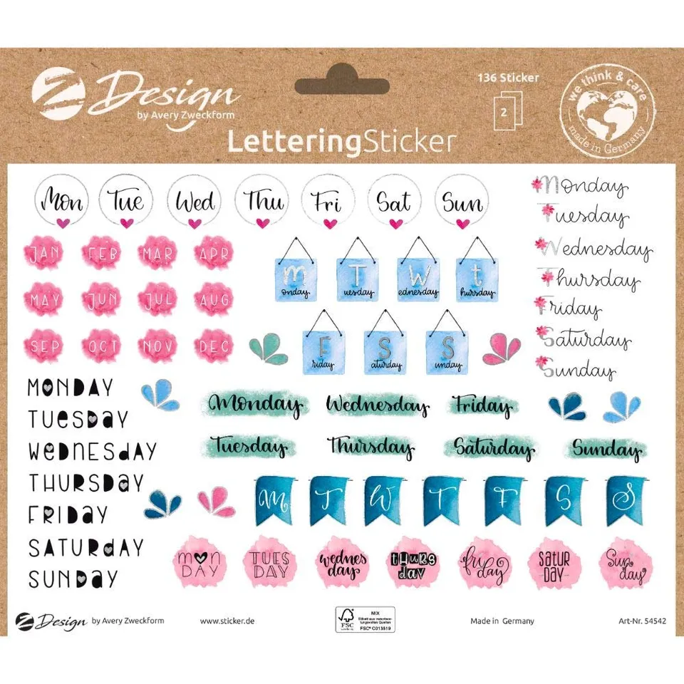 avery-zweckform-54542-dekosticker-wochentage-monate-136-st-ck-a5 image 1