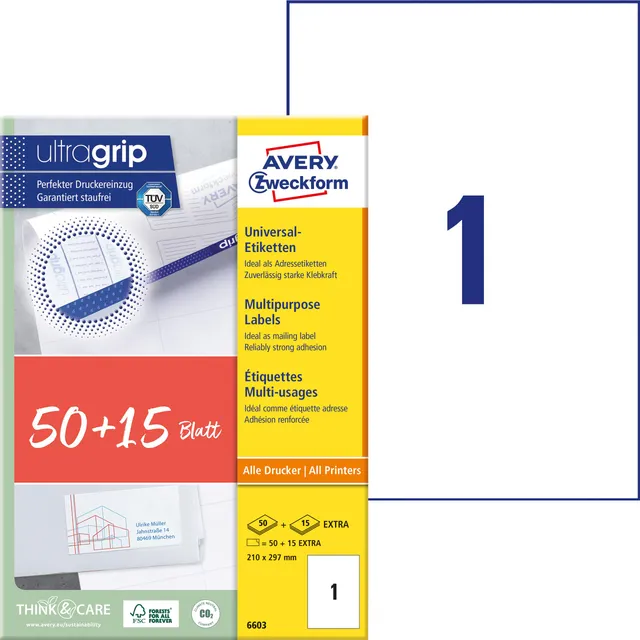 avery-zweckform-6603-universal-etiketten-a4-210x297-mm-matt-wei-65-blatt image 1