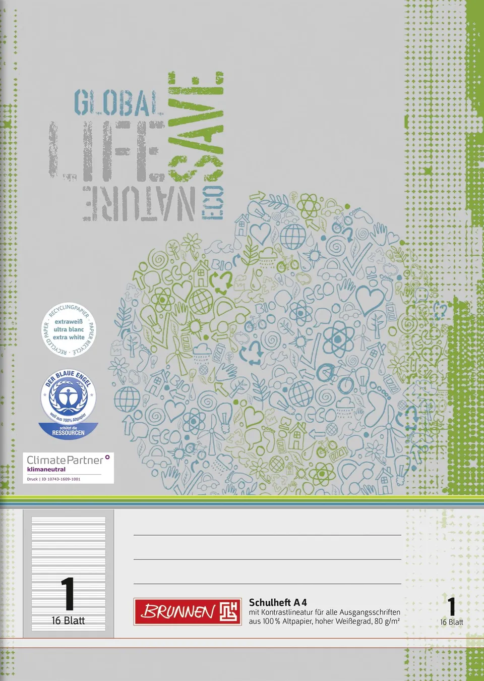 brunnen-recycling-schulheft-a4-lin-1-liniert-16-blatt-1-klasse image 1