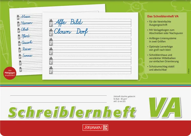 brunnen-schreiblernheft-va-a4-quer-16-blatt-mit-zwei-liniensystemen image 1