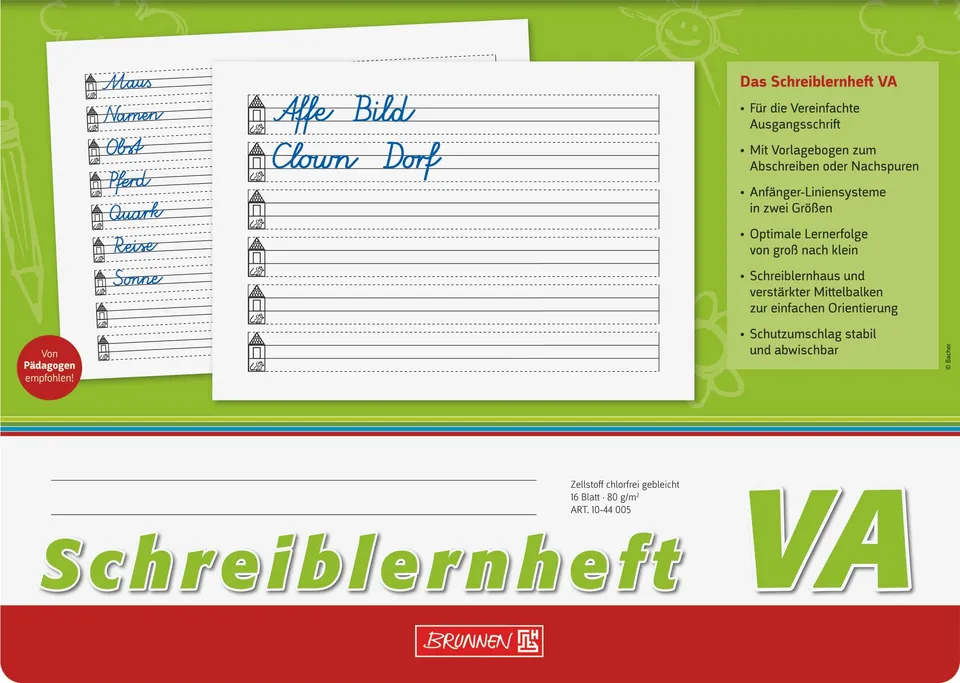 brunnen-schreiblernheft-va-a4-quer-16-blatt-mit-zwei-liniensystemen image 1