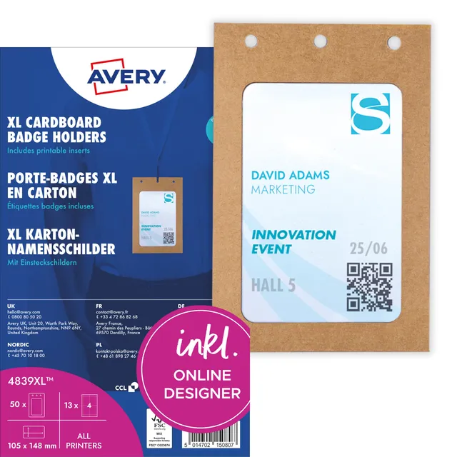 avery-zweckform-4839xl-namensschilder-a6-148x105-mm-50-taschen-52-einsteckkarten image 1