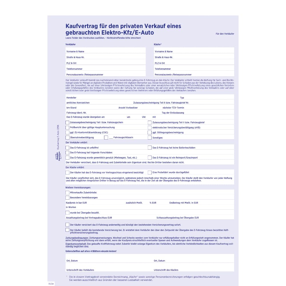 avery-zweckform-2256-5-kaufvertrag-e-auto-privat-5-s-tze-a4-mit-durchschlag image 2