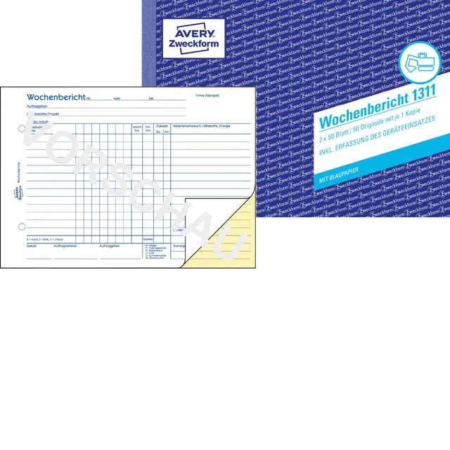 avery-zweckform-1311-wochenbericht-a5-quer-2x50-blatt image 1