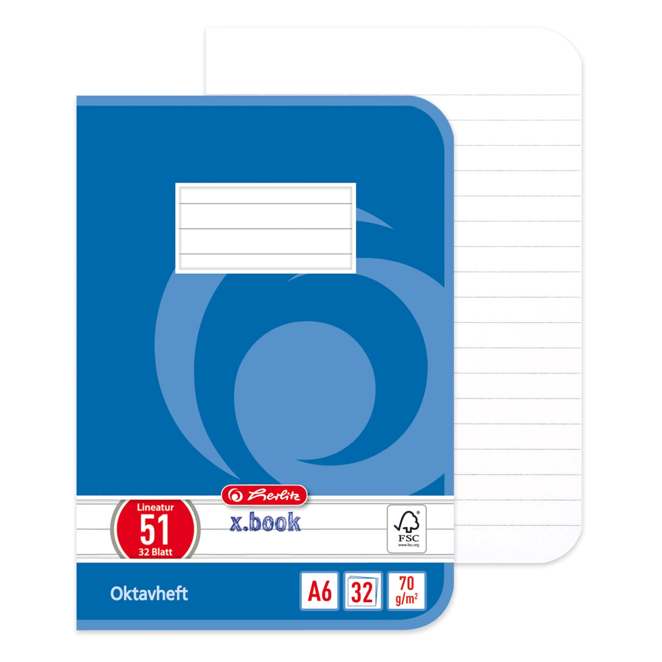 herlitz-oktavheft-x-book-a6-liniert-lineatur-51-32-blatt-10-st-ck image 3