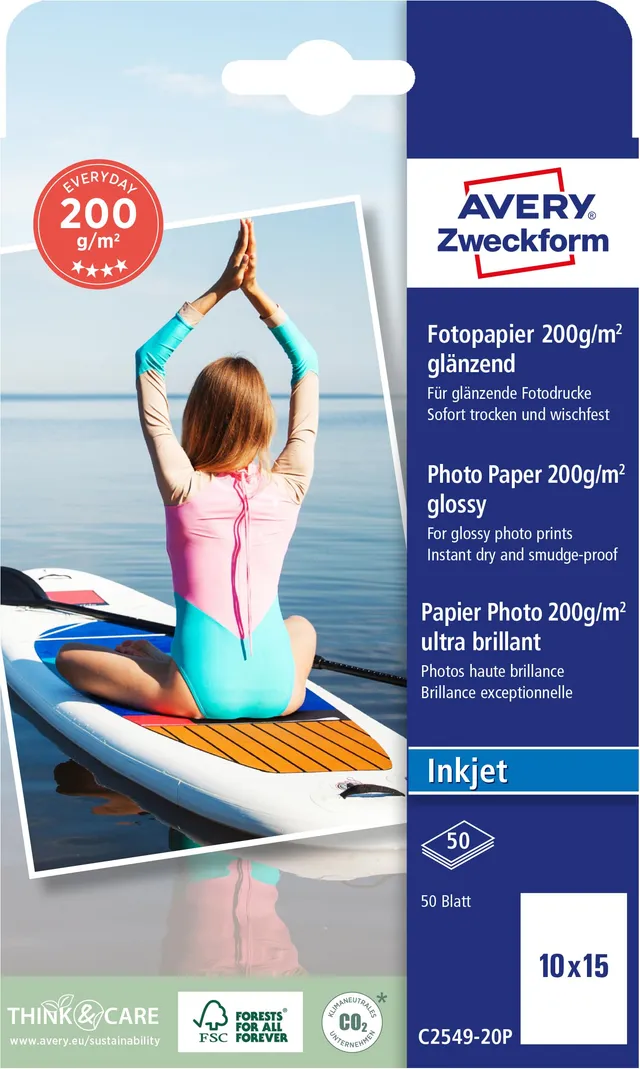 avery-zweckform-c2549-20p-everyday-fotopapier-10x15-cm-50-blatt-200-g-m-gl-nzend image 1