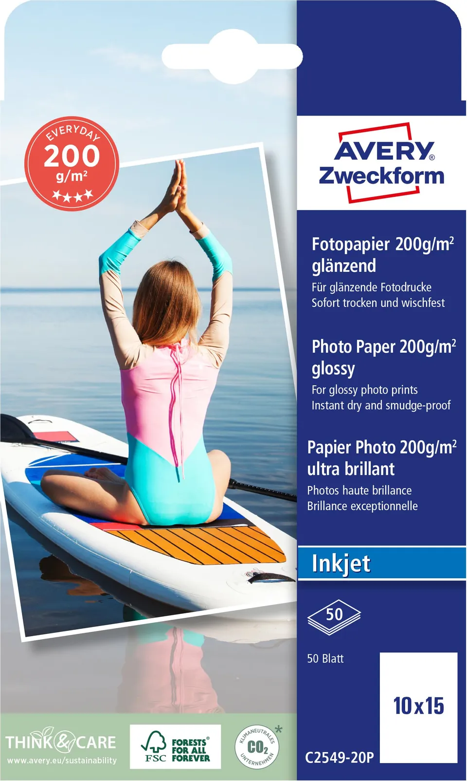 avery-zweckform-c2549-20p-everyday-fotopapier-10x15-cm-50-blatt-200-g-m-gl-nzend image 1