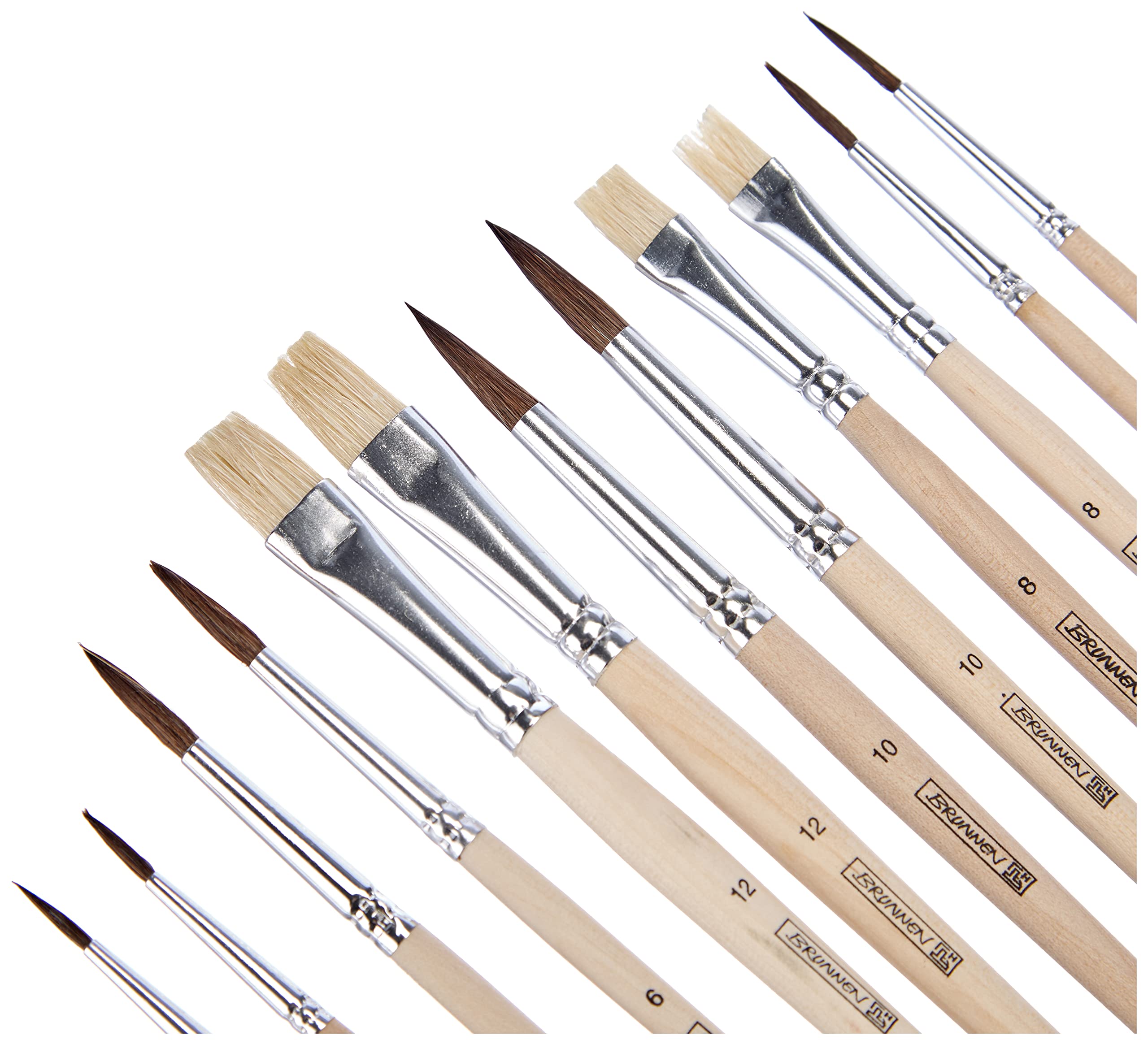 brunnen-schulpinselset-sortiert-12-pinsel-naturholz image 2