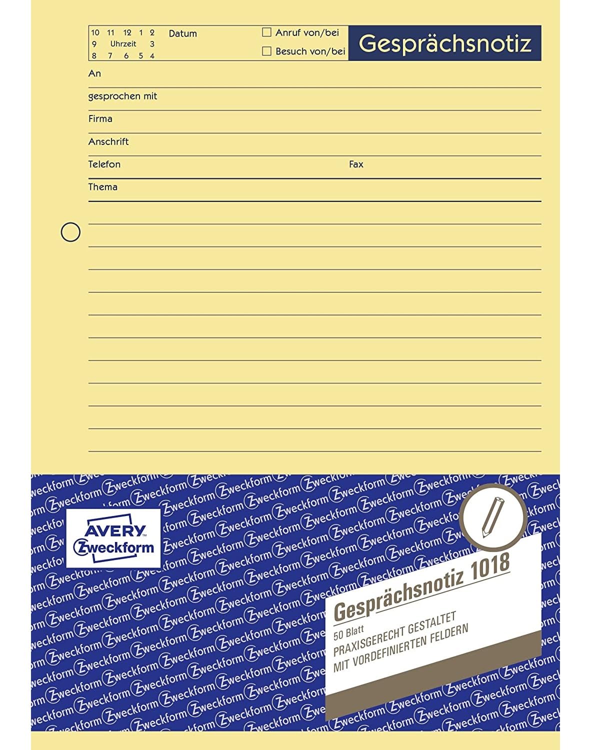 avery-zweckform-1018-gespr-chsnotiz-a5-abrei-block-gelb-50-blatt-gelocht image 1