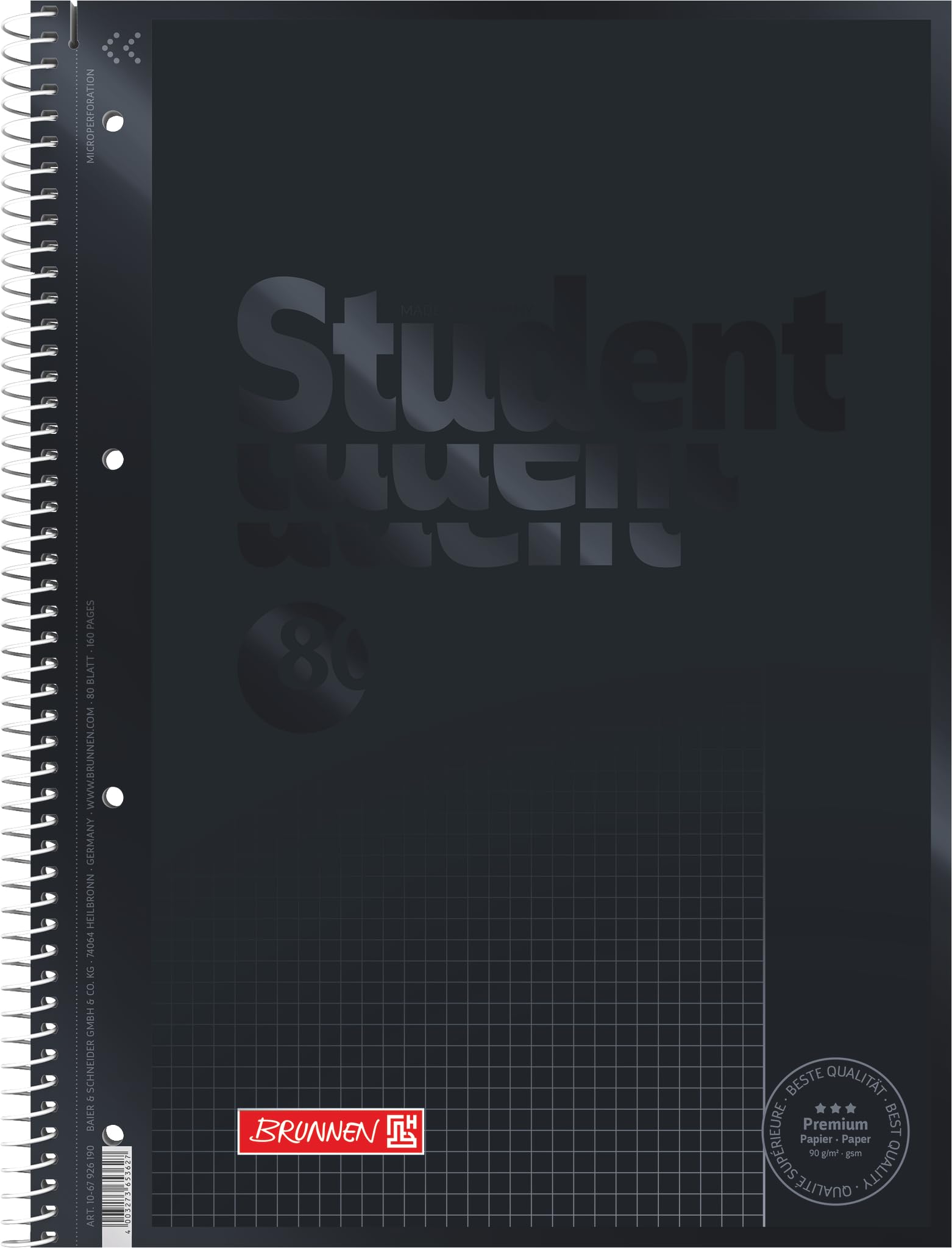 brunnen-colour-code-premium-student-collegeblock-a4-lin26-80-blatt-onyx image 1