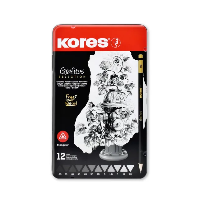 kores-grafitos-art-set-12-zeichenbleistifte-8b-bis-2h-in-metallbox image 1