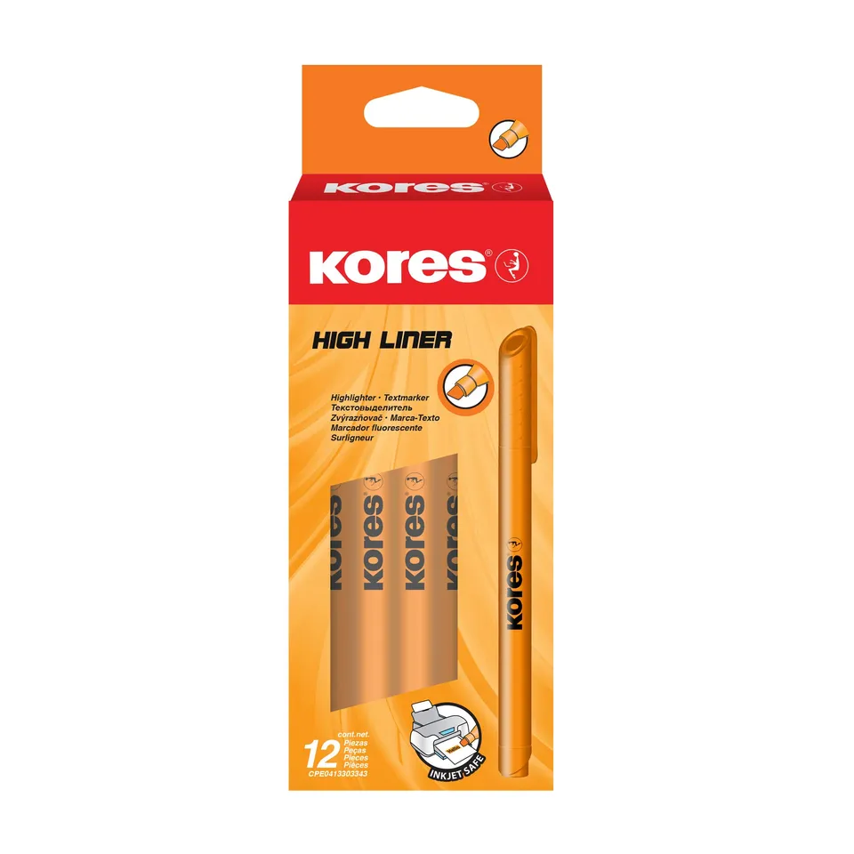 kores-high-liner-fine-textmarker-keilspitze-orange-12-st-ck-schlank image 1