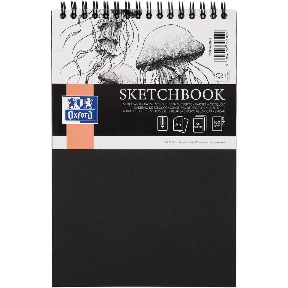 oxford-skizzenbuch-a5-hardcover-doppelspiral-100g-schwarz-50-blatt-5er-pack image 1