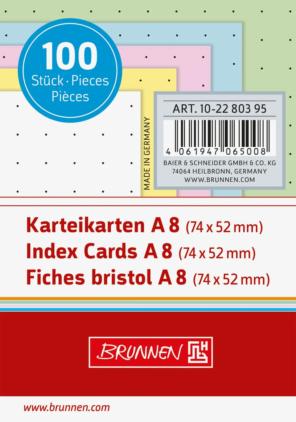 brunnen-fact-karteikarten-a8-dotted-100-st-ck-5-farbig image 1
