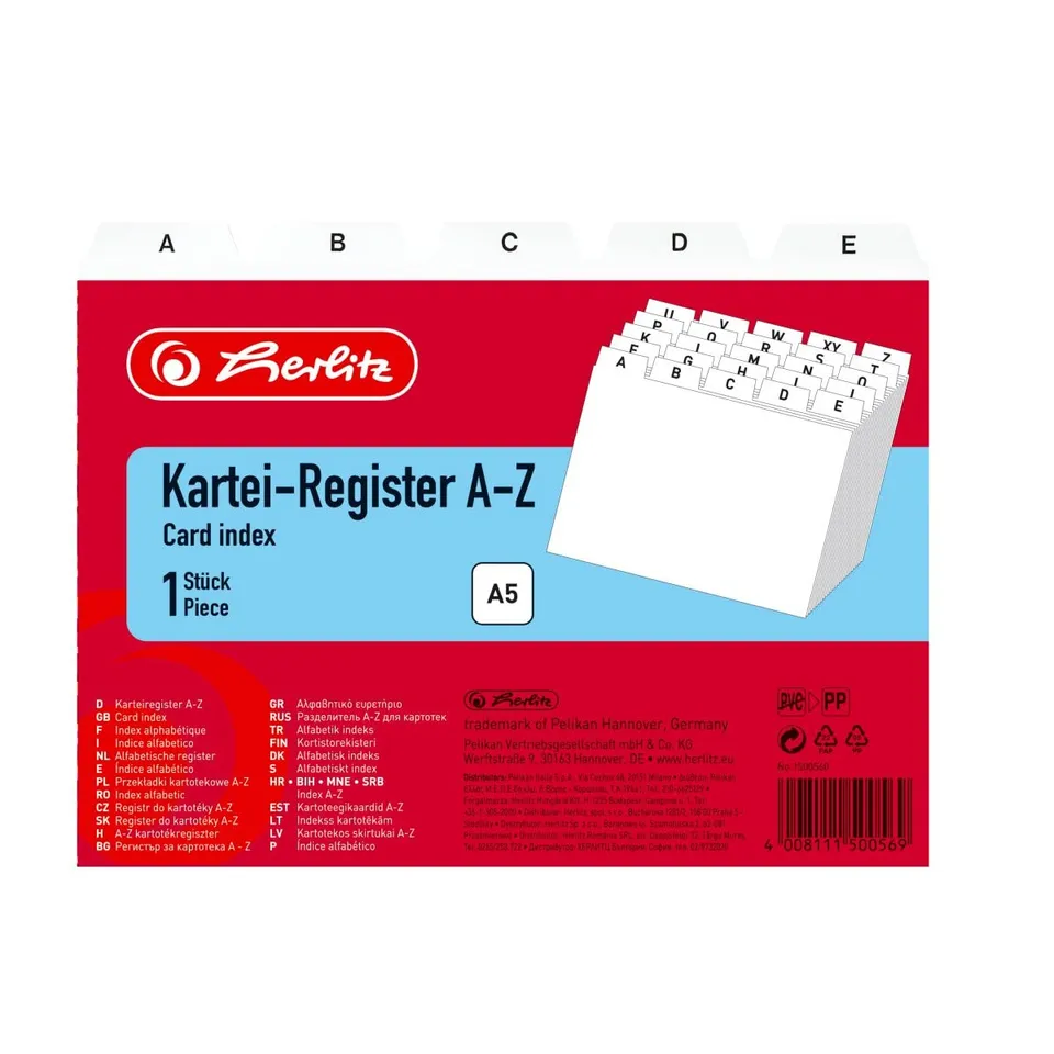 herlitz-1500560-karteiregister-pp-a5-wei-25-teilig-a-z image 1