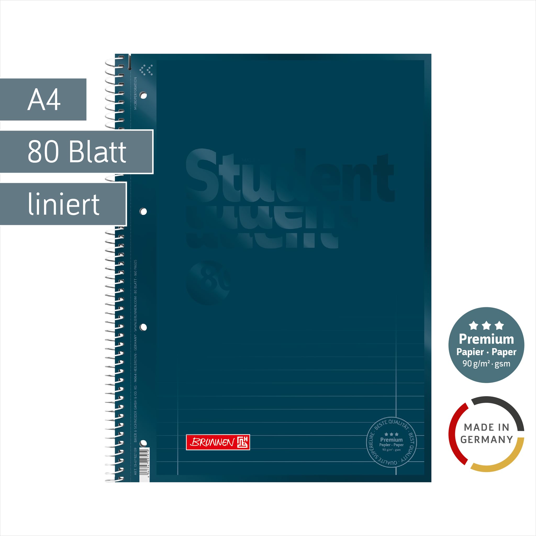 brunnen-collegeblock-premium-student-colour-code-a4-lin27-80-blatt-denim image 2