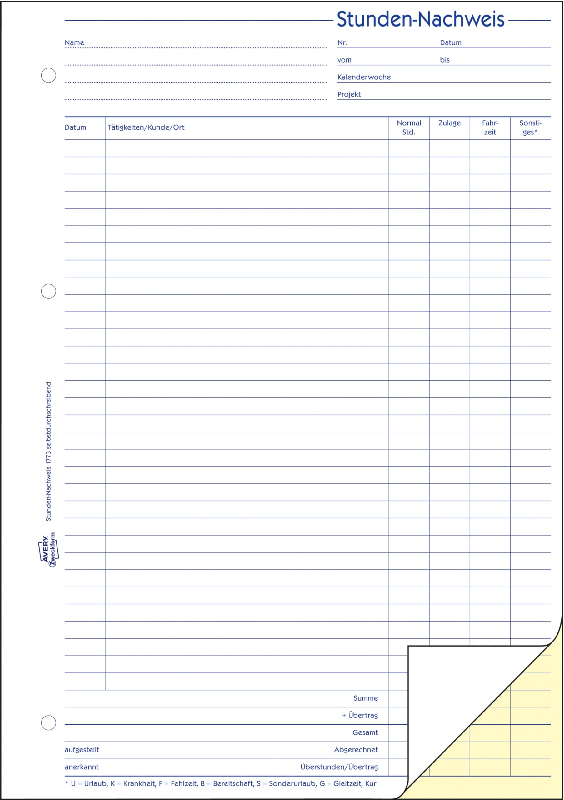avery-zweckform-stundennachweis-a4-2x40-blatt-selbstdurchschreibend-5er-pack-wei image 2