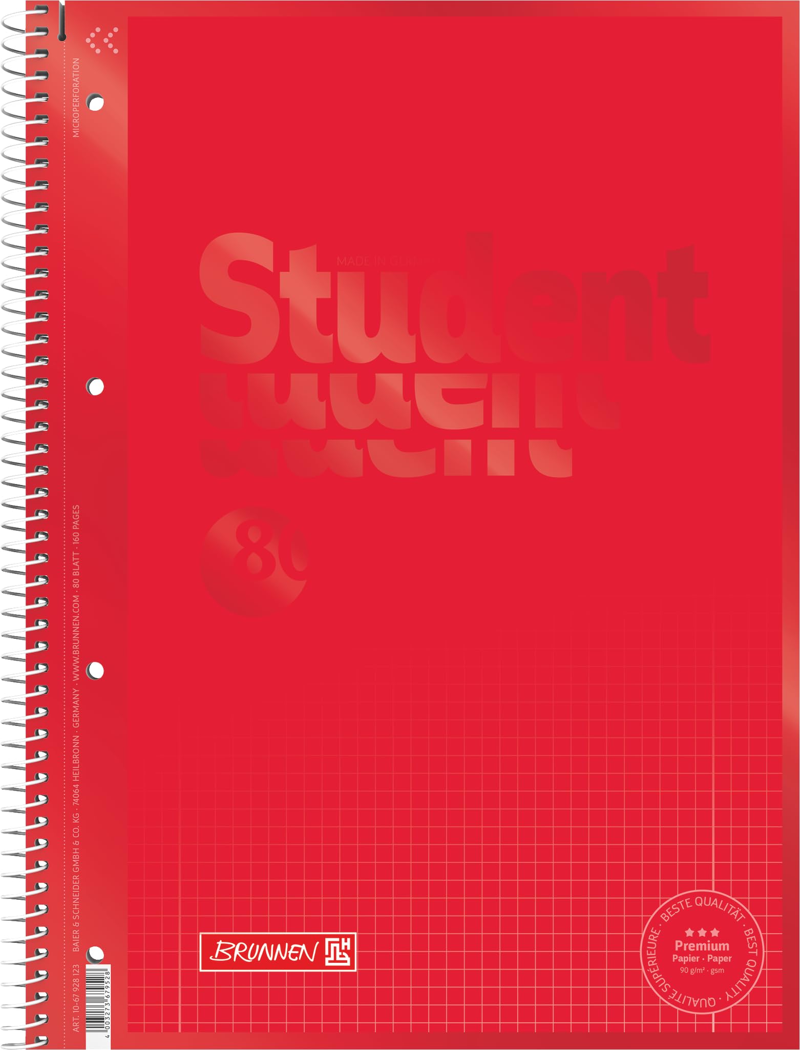 brunnen-collegeblock-premium-student-colour-code-a4-lin-28-80-blatt-red image 1