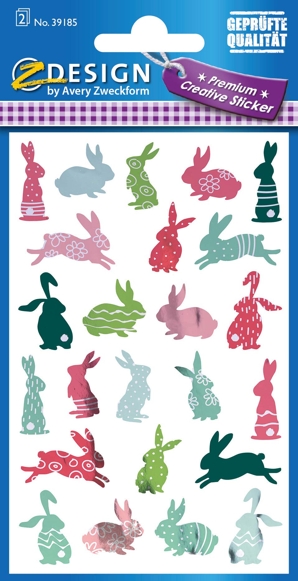 avery-zweckform-39185-ostersticker-24-aufkleber-hasenmotive-effektfolie-metallop image 2