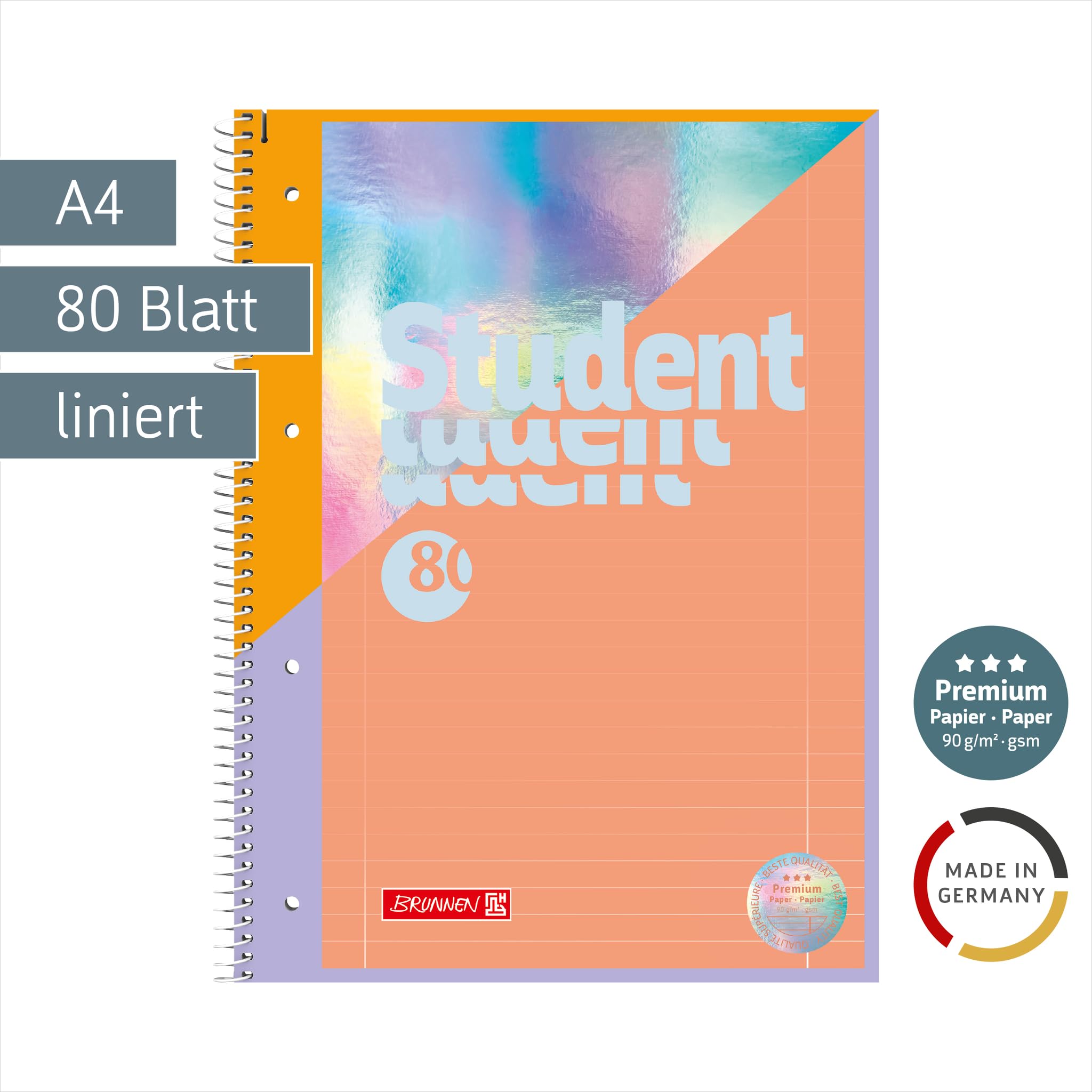 brunnen-collegeblock-premium-student-intoxicate-a4-lin-27-80-blatt-koralle image 2