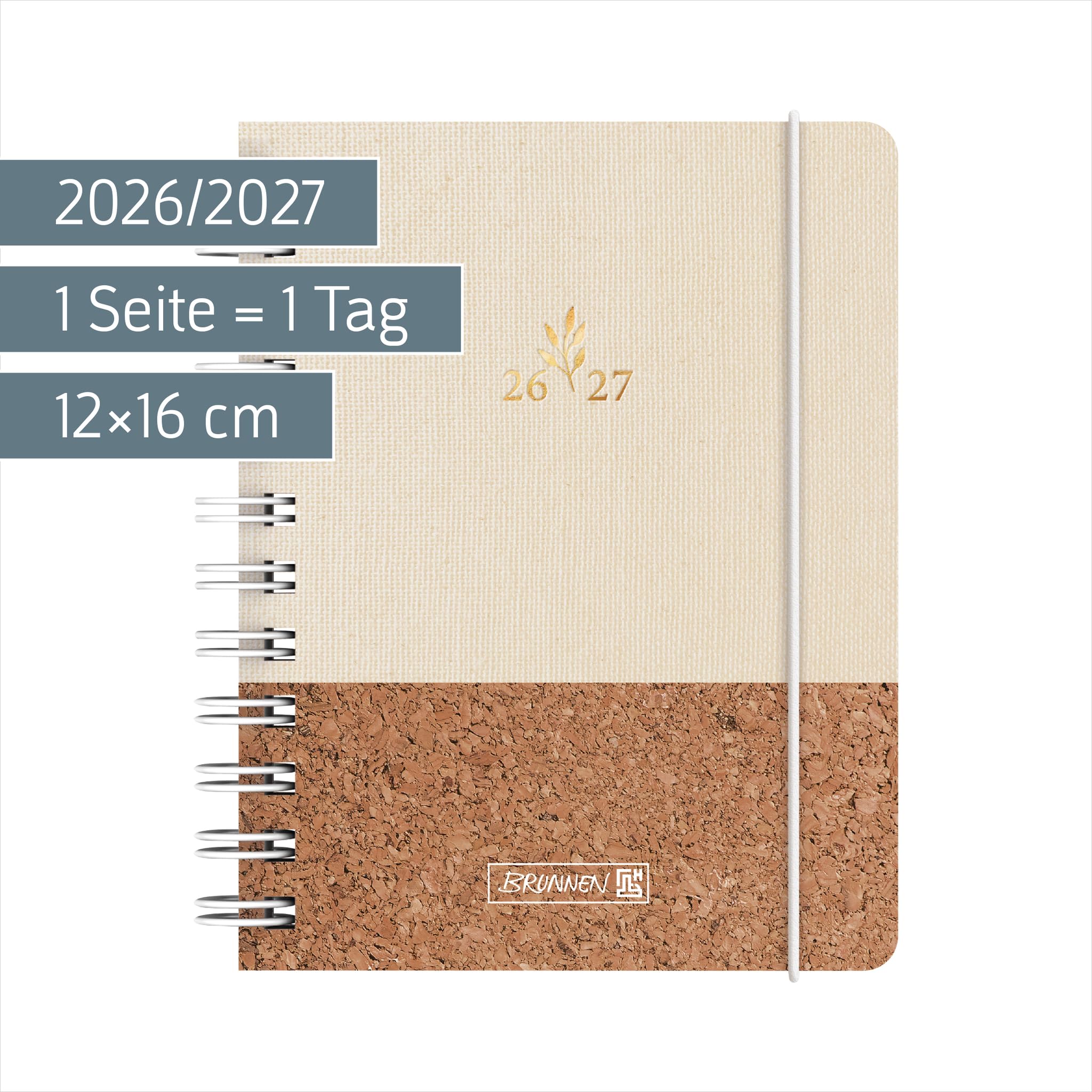 brunnen-sch-lerkalender-2026-2027-naturality-a6-textil-1-tag-pro-seite image 2
