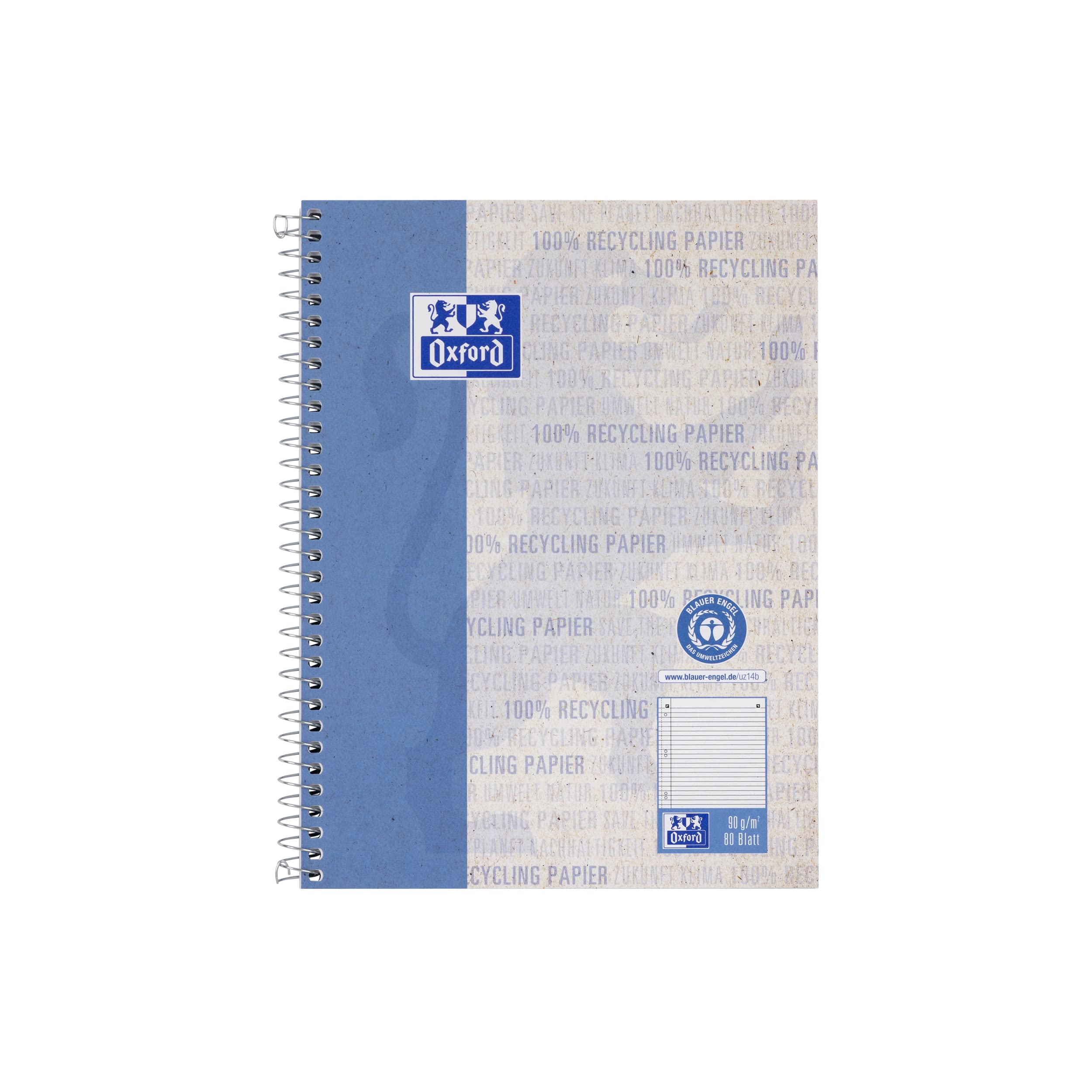 oxford-recycling-collegeblock-a5-liniert-mit-rand-80-blatt-5-st-ck image 2