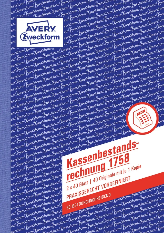 avery-zweckform-1758-kassenbestandsrechnung-a5-2x40-blatt-selbstdurchschreibend- image 1