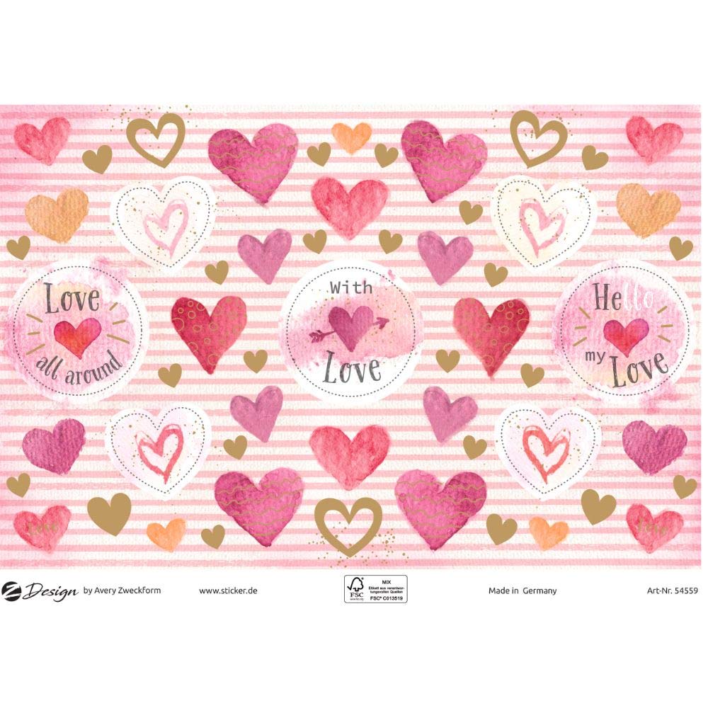 avery-zweckform-z-design-54559-dekosticker-herzen-love-112-aufkleber-mit-goldeff image 2