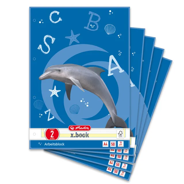 herlitz-x-book-arbeitsblock-a4-lineatur-2-50-blatt-5er-pack image 1