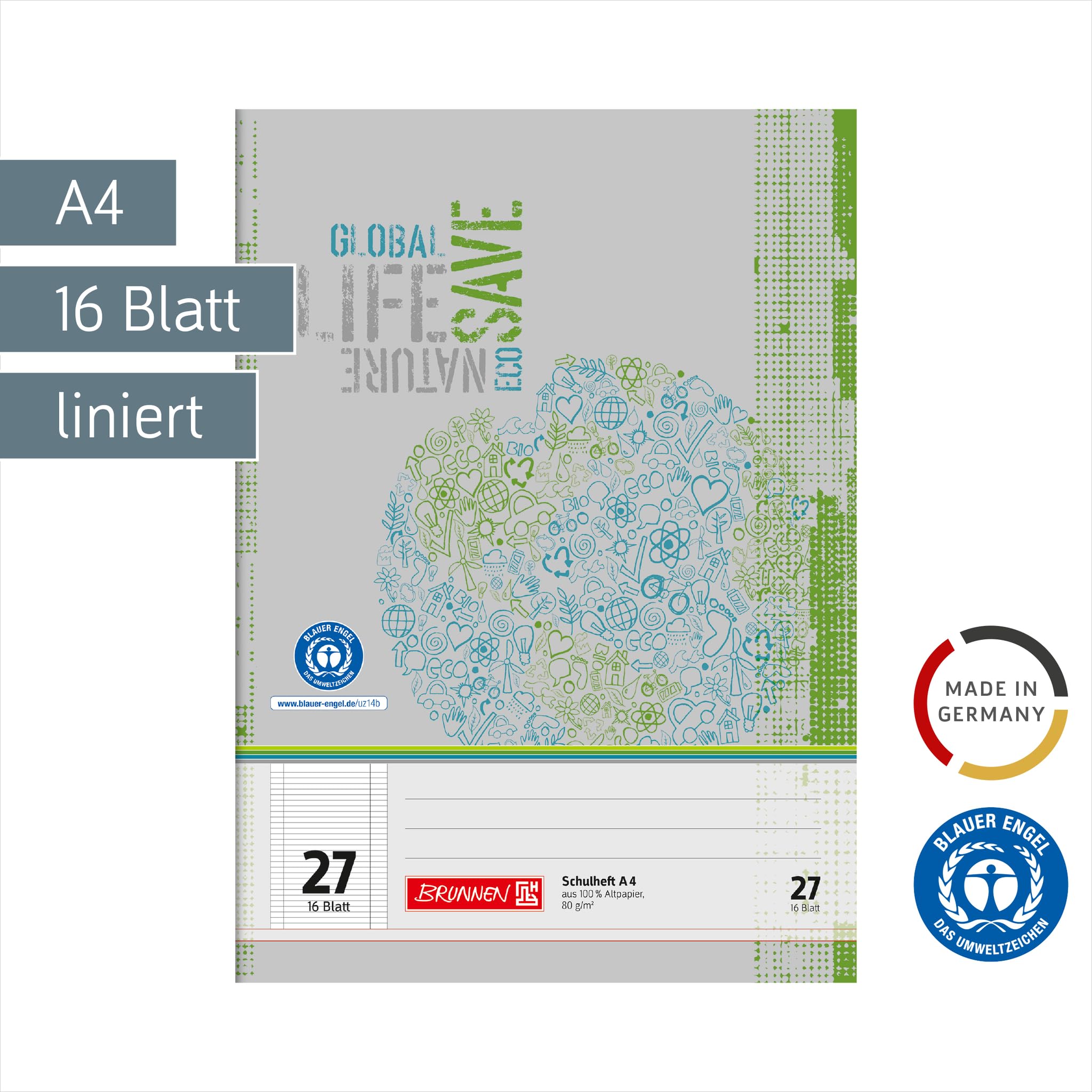 brunnen-recycling-schulheft-din-a4-lineatur-27-16-blatt image 2