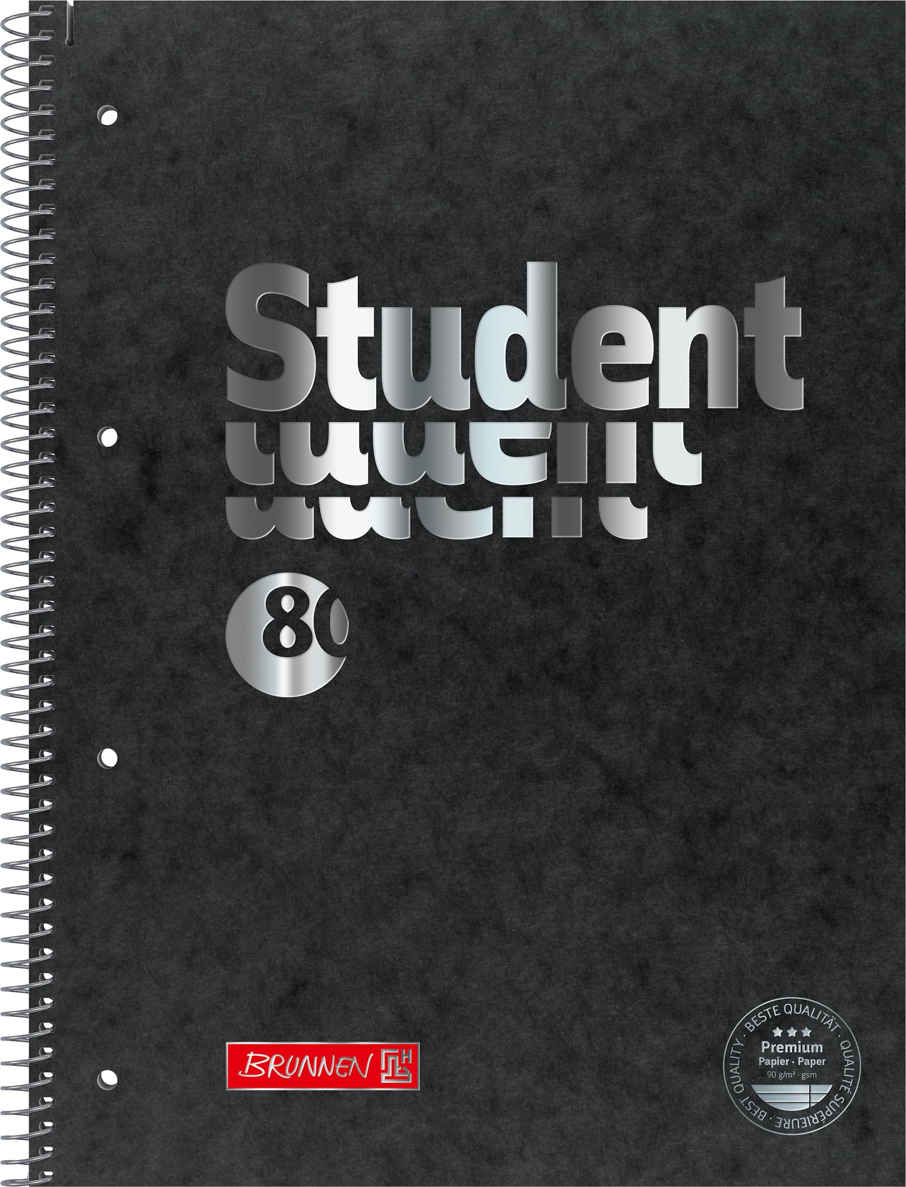 brunnen-collegeblock-premium-student-fact-plus-a4-liniert-80-blatt-schwarz image 1
