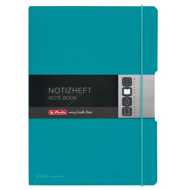 herlitz-notizheft-flex-pp-a4-caribbean-t-rkis-2-x-40-blatt-liniert-kariert image 1