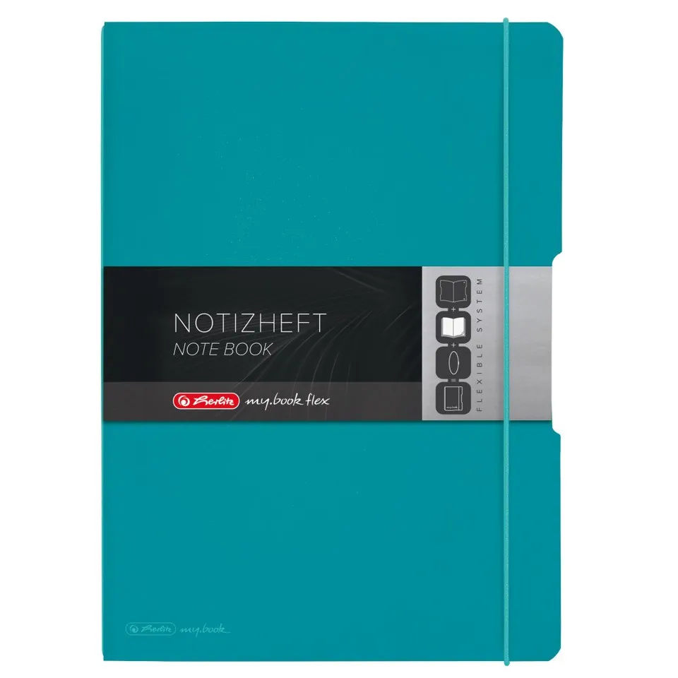 herlitz-notizheft-flex-pp-a4-caribbean-t-rkis-2-x-40-blatt-liniert-kariert image 1