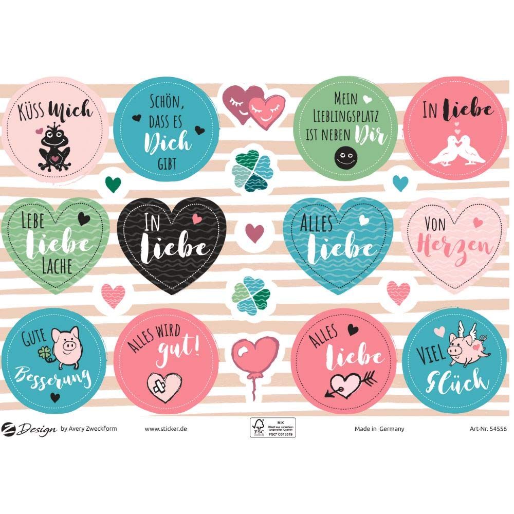 avery-zweckform-54556-z-design-dekosticker-liebe-und-gl-ck-a5-42-st-ck image 2