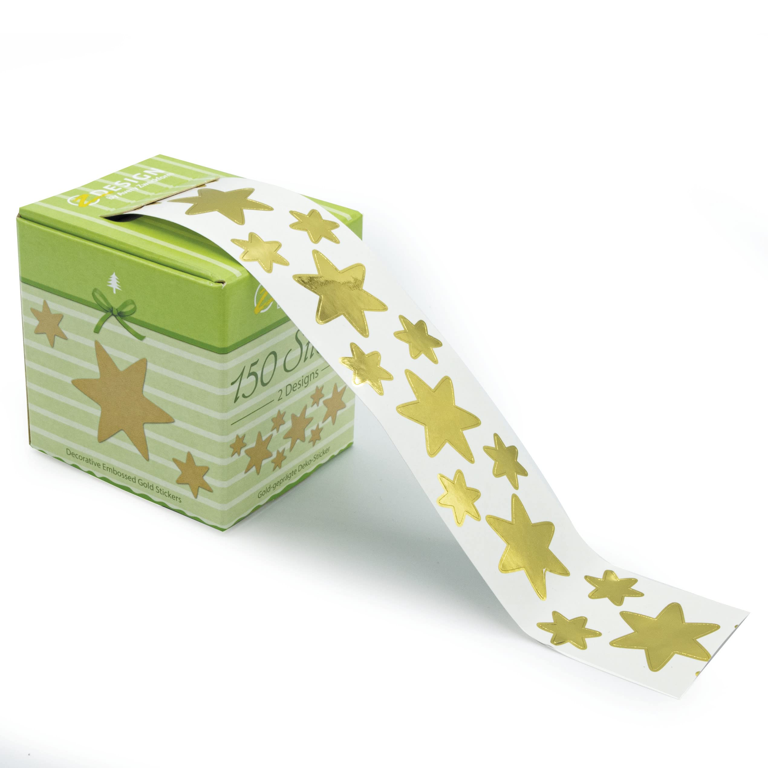 avery-zweckform-z-design-56920-sticker-auf-rolle-weihnachten-sterne-gold-150-st- image 1