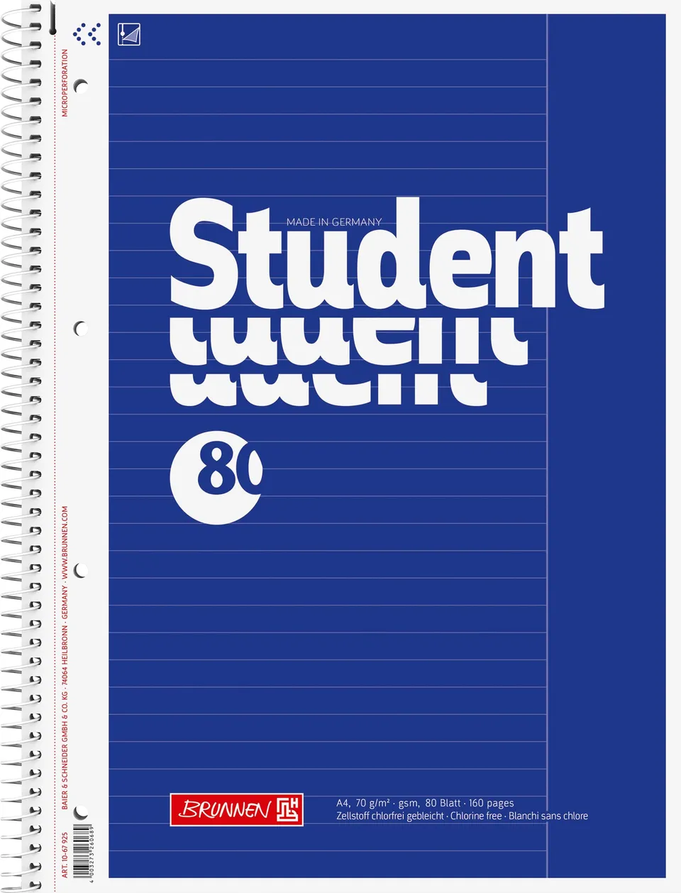 brunnen-collegeblock-student-a4-lin-25-80-blatt-blau image 1