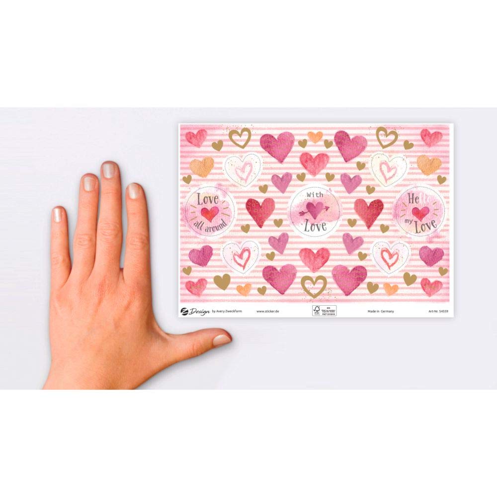 avery-zweckform-z-design-54559-dekosticker-herzen-love-112-aufkleber-mit-goldeff image 3